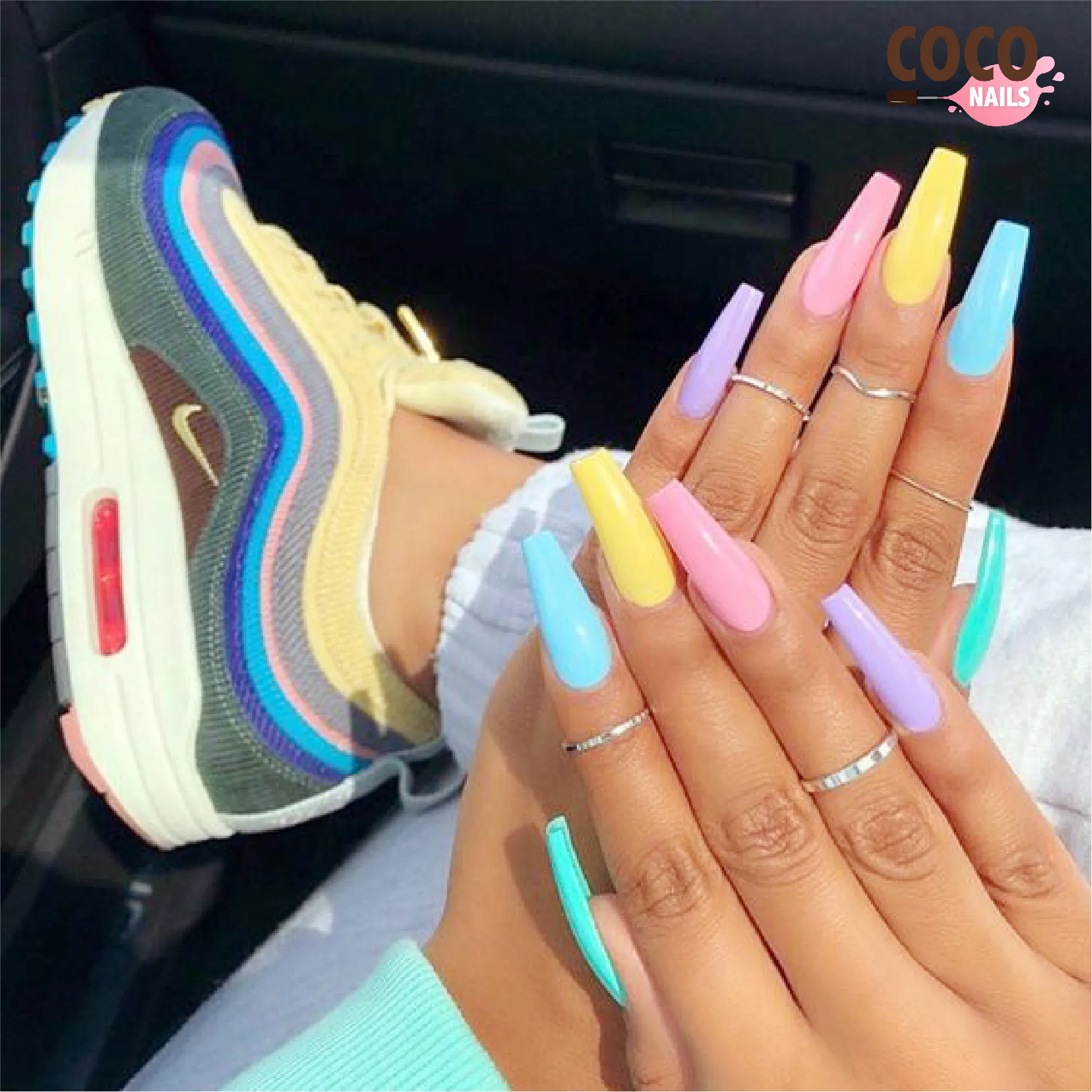 Pastel rainbow coffin set