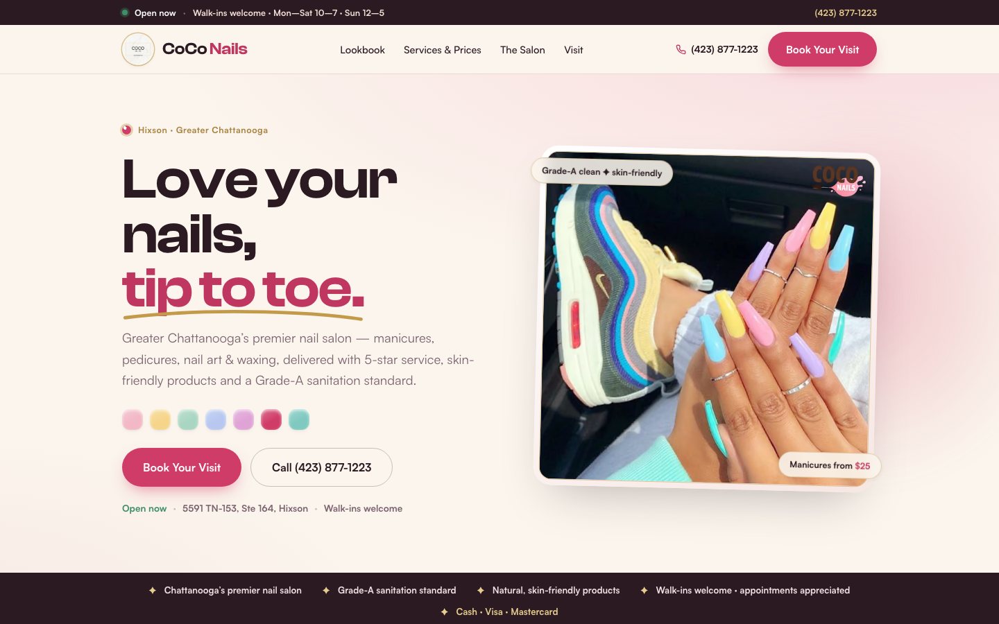 Redesigned CoCo Nails website